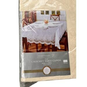 New Crochet Tablecloth 60" x 90" Easy Care Vinyl Lace  IVORY/OFF White